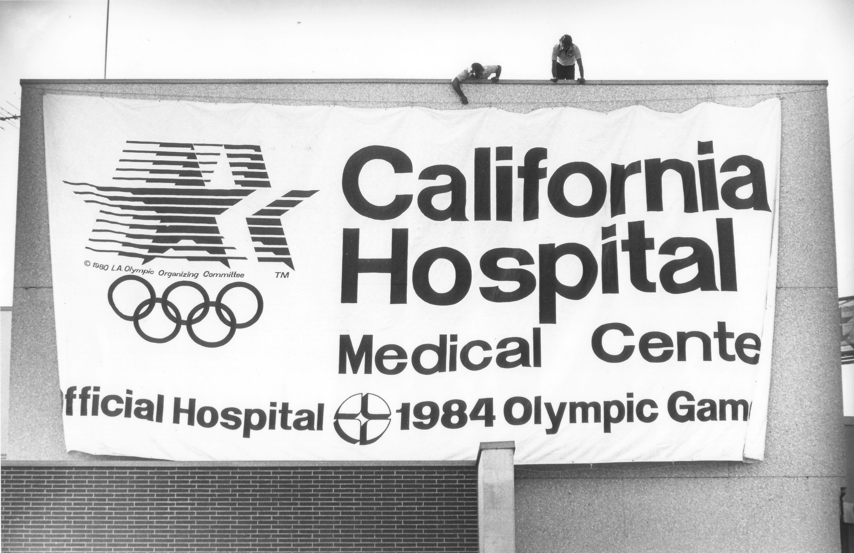 Banner of California Hospital being the official hospital of the 1984 Olympics
