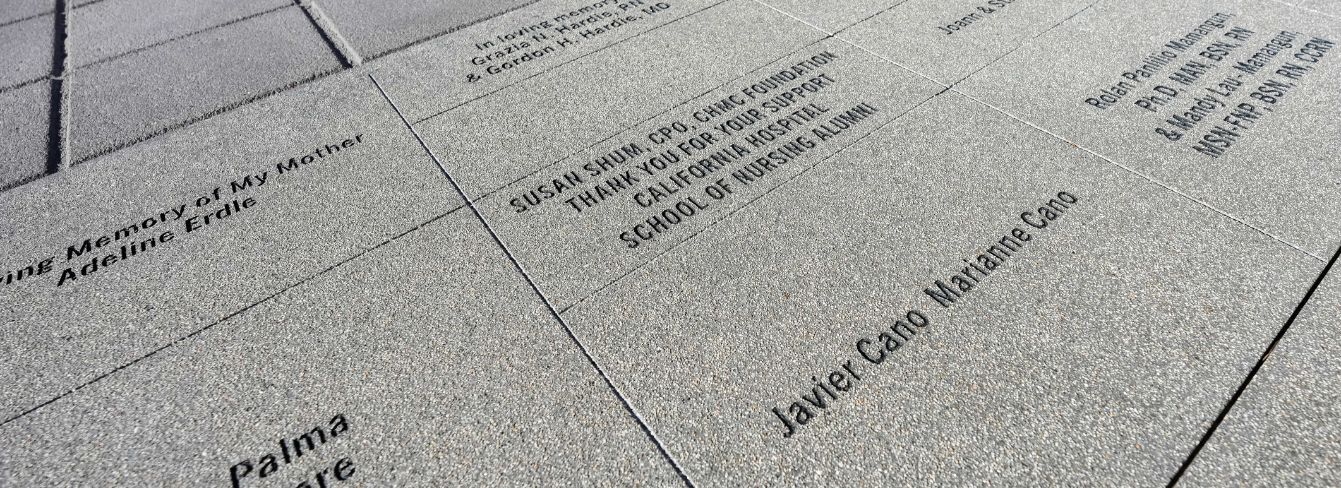 Donor tiles in the Mendez Grand Garden at California Hospital Medical Center 