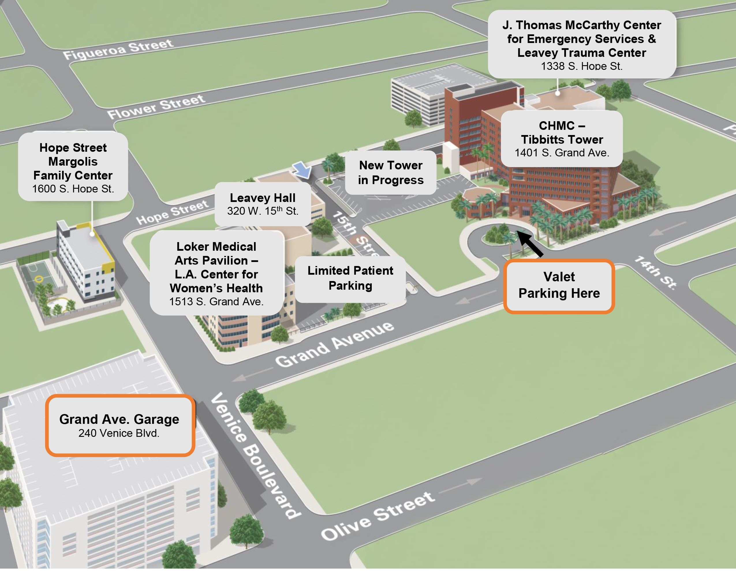 California Hospital Medical Center campus map revised as of November 2, 2021