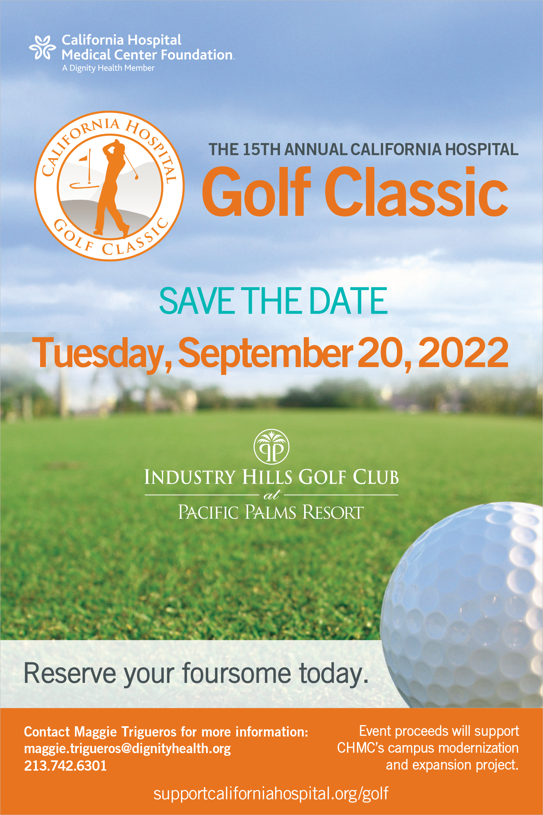 Save the Date poster for 15th Annual California Hospital Golf Classic