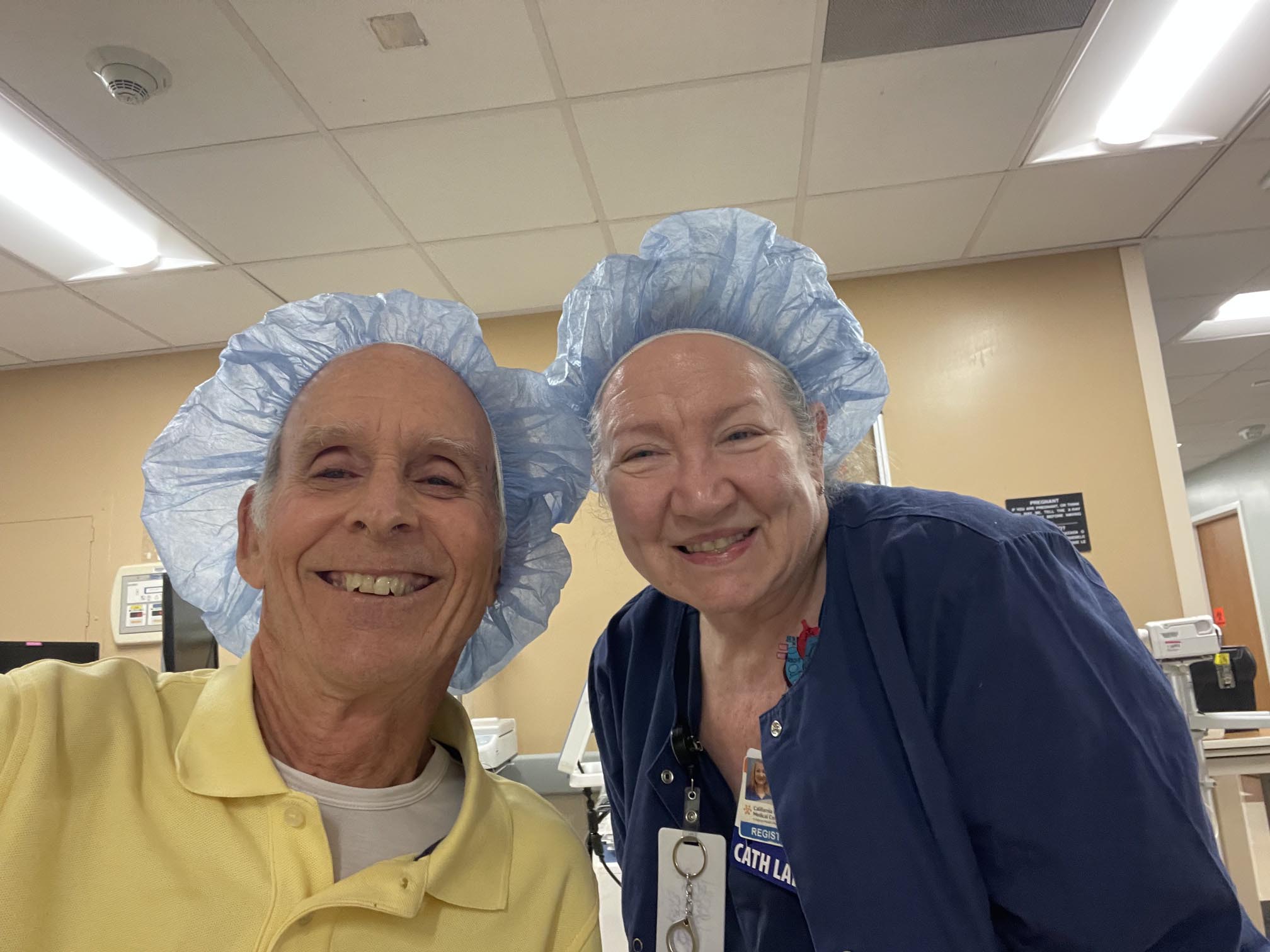 Mark and nurse Lori after his procedure